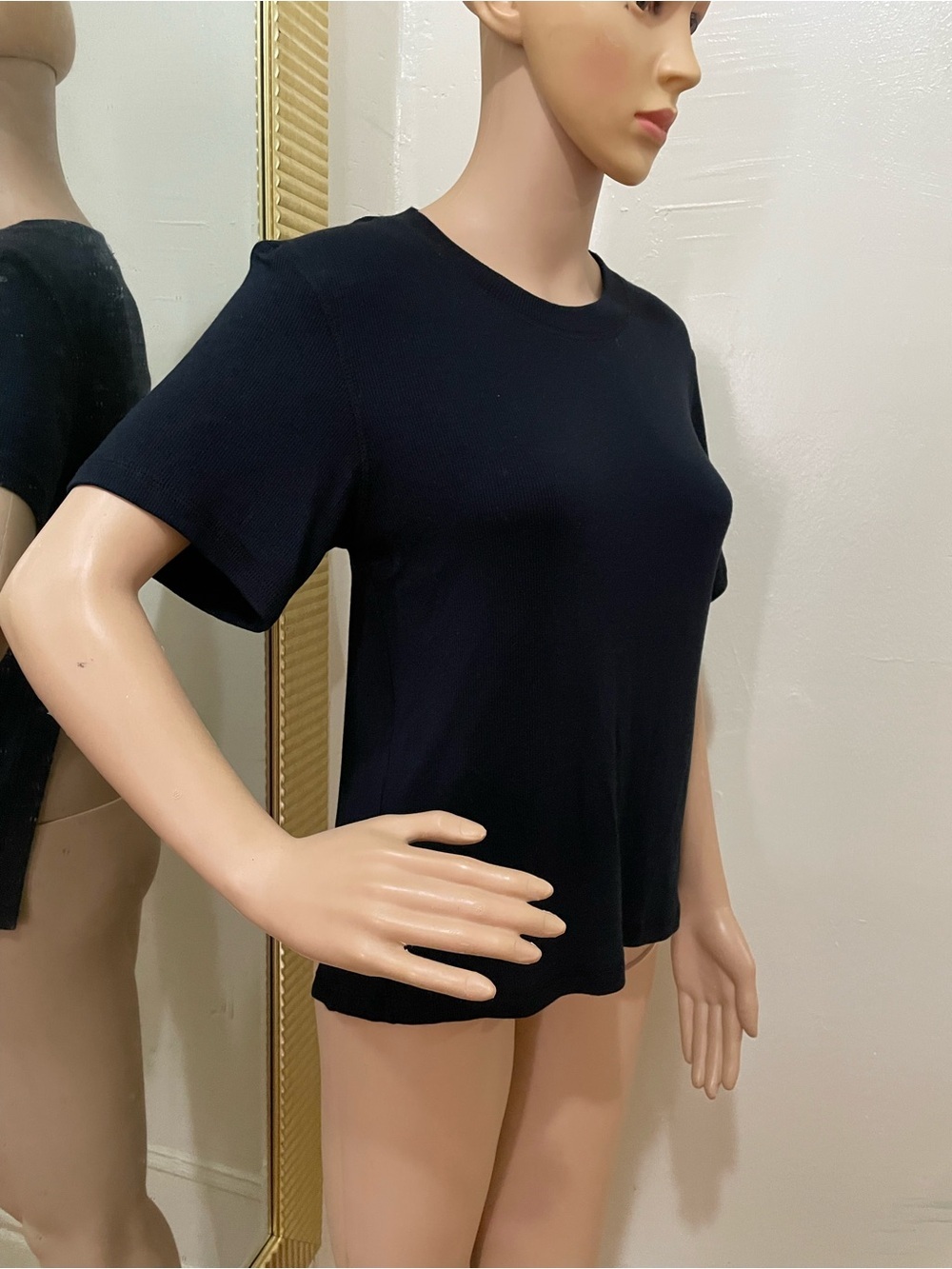 Palm Angels Black Ribbed Crewneck Tee